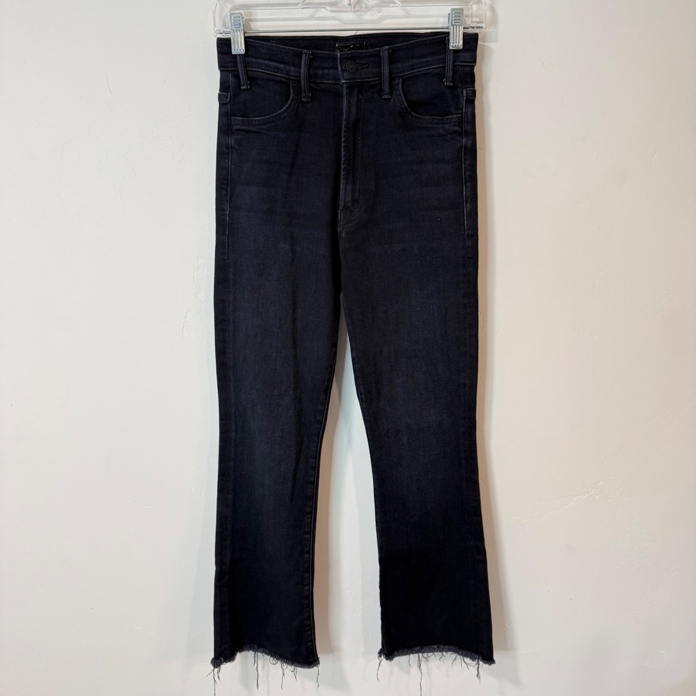 Mother The Hustler Ankle Fray Jeans 26 Black Excellent Encounters At Night